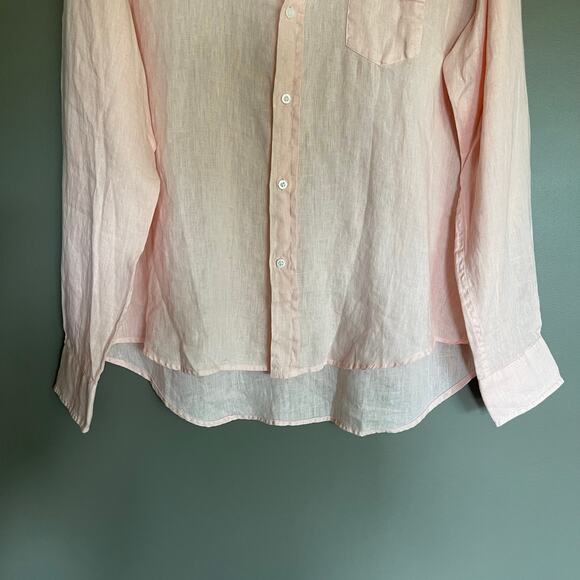FRANK & EILEEN Eileen Relaxed Button-Up Shirt Peach Linen Size Small Casual Chic - Picture 5 of 16